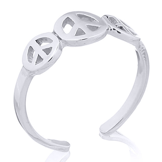 Silver  Trilogy Peace Sign Symbol Toe Ring - ATR004