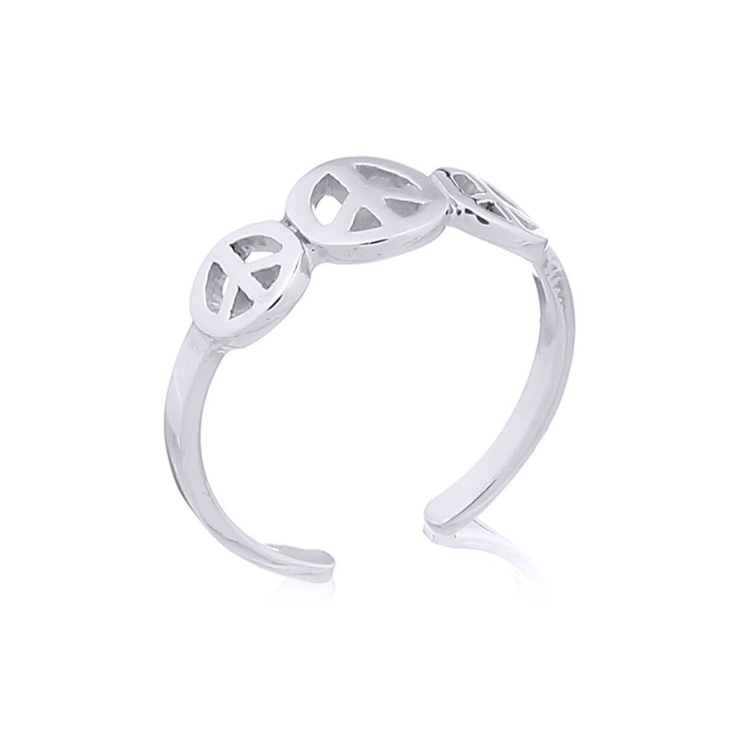 Silver  Trilogy Peace Sign Symbol Toe Ring - ATR004