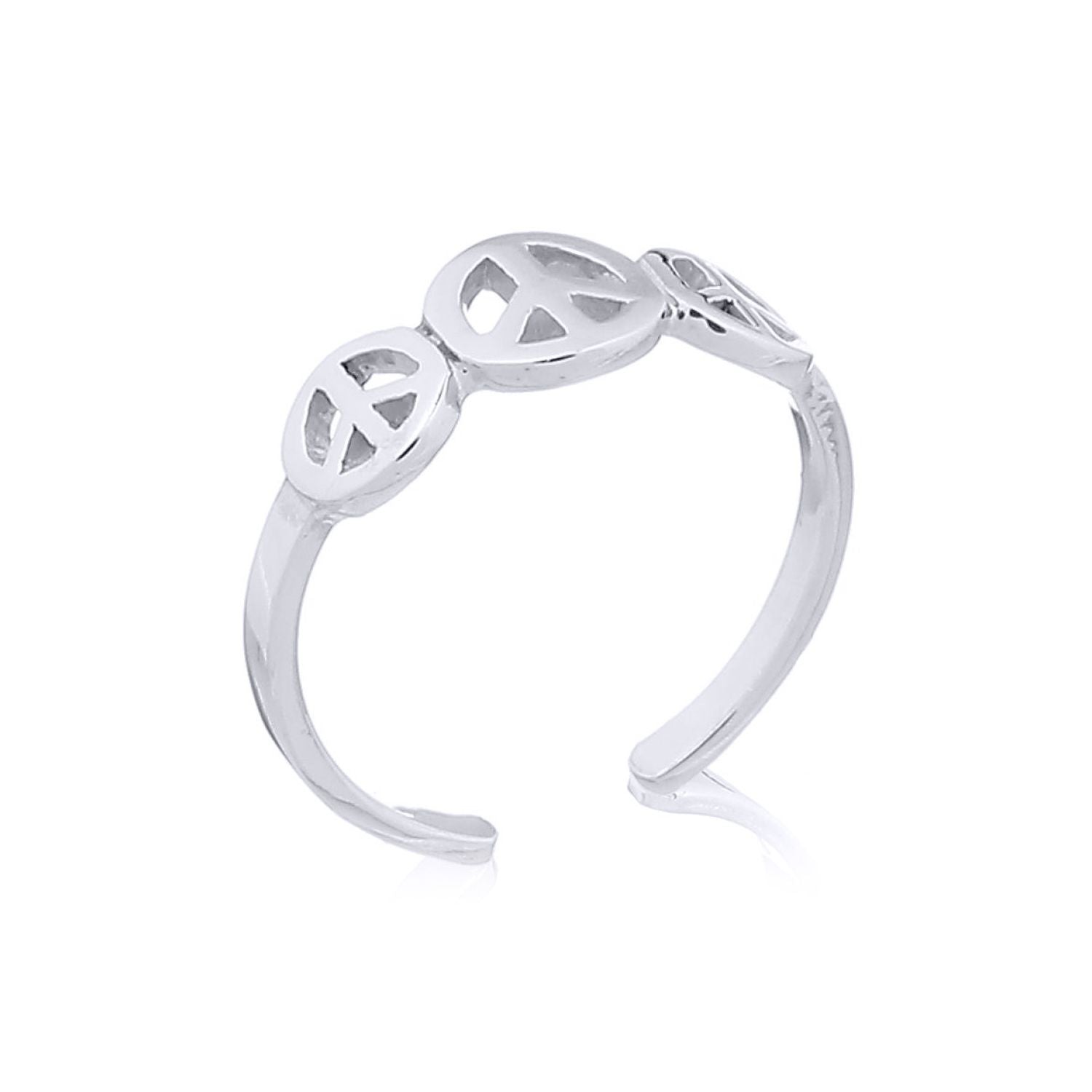 Silver  Trilogy Peace Sign Symbol Toe Ring - ATR004