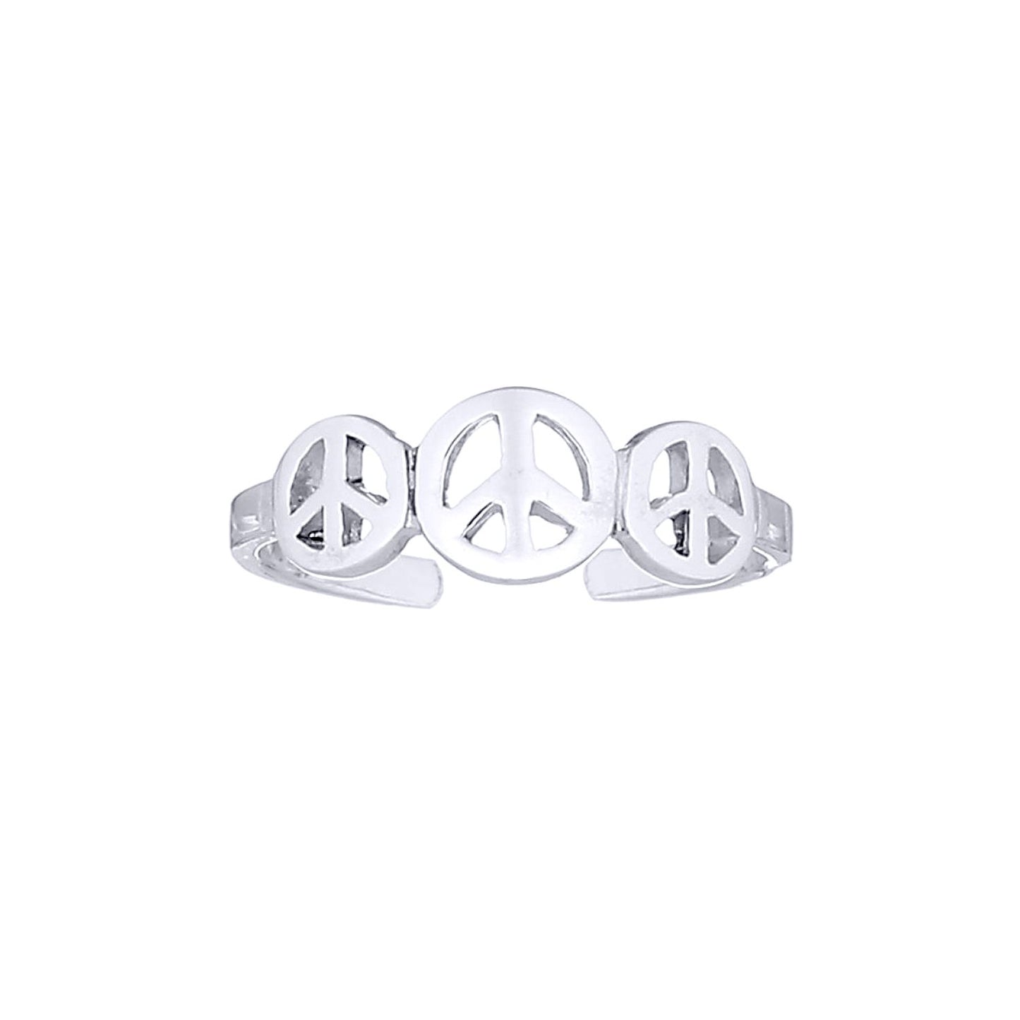 Silver  Trilogy Peace Sign Symbol Toe Ring - ATR004