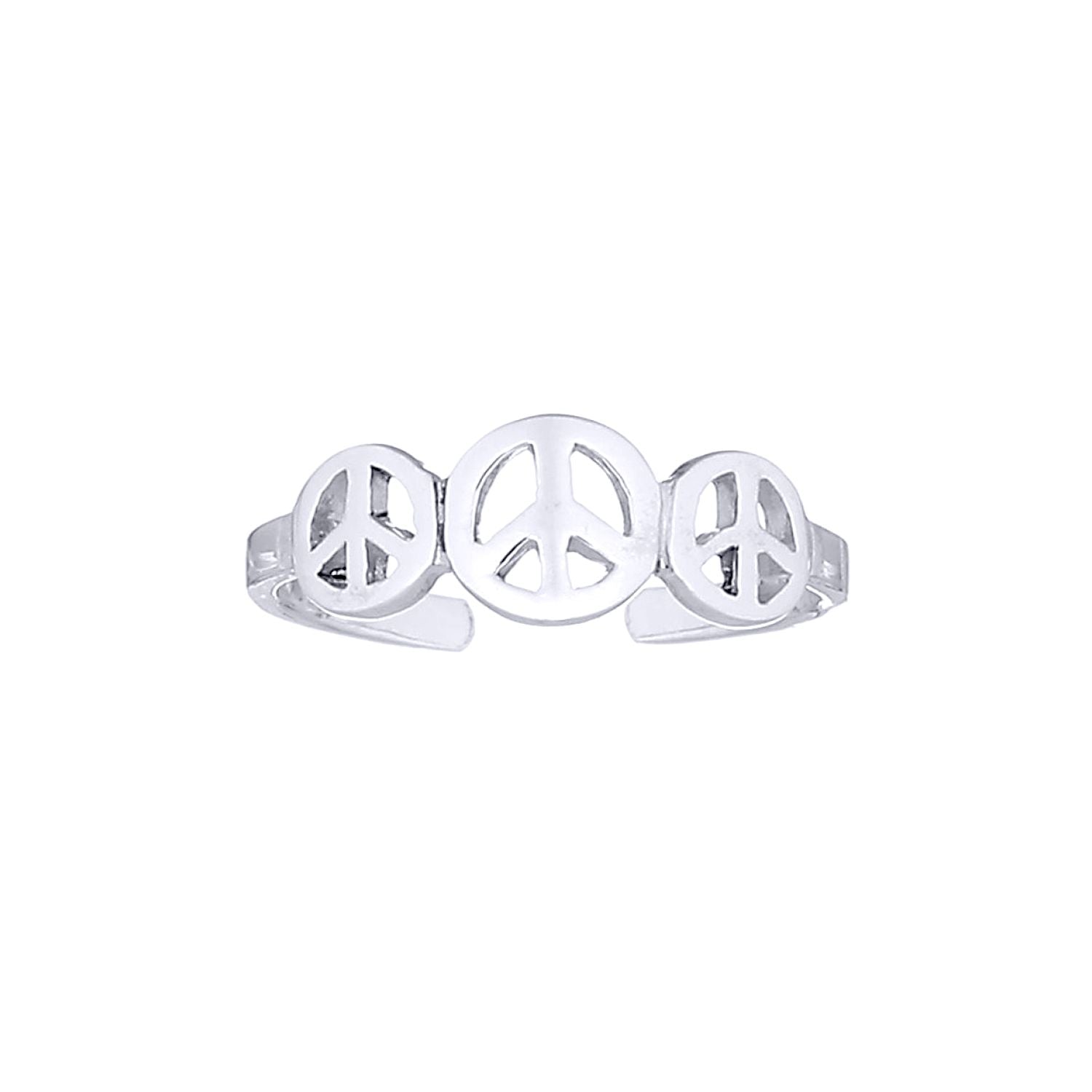 Silver  Trilogy Peace Sign Symbol Toe Ring - ATR004
