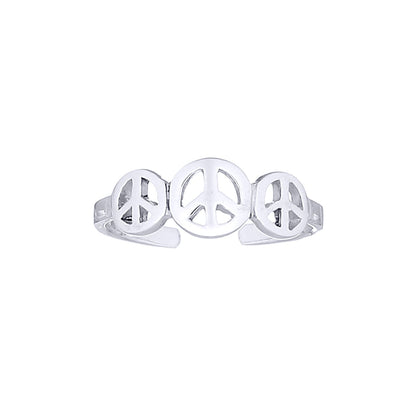Silver  Trilogy Peace Sign Symbol Toe Ring - ATR004