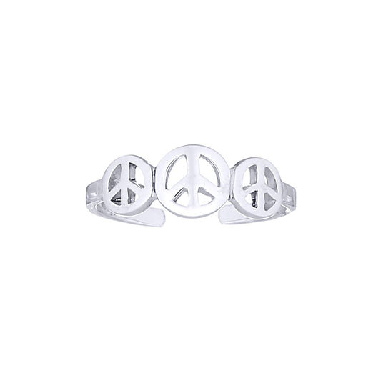 Silver  Trilogy Peace Sign Symbol Toe Ring - ATR004