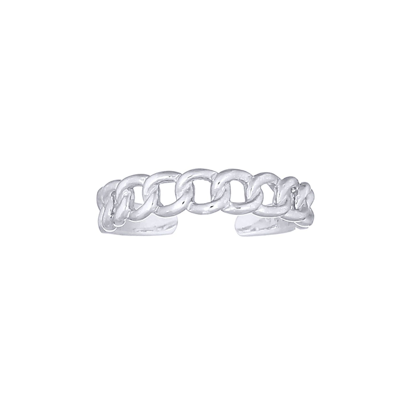 Silver  Albert Curb Chain Link Toe Ring - ATR005
