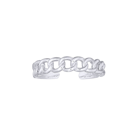 Silver  Albert Curb Chain Link Toe Ring - ATR005