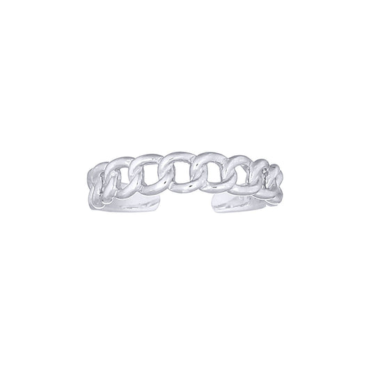 Silver  Albert Curb Chain Link Toe Ring - ATR005