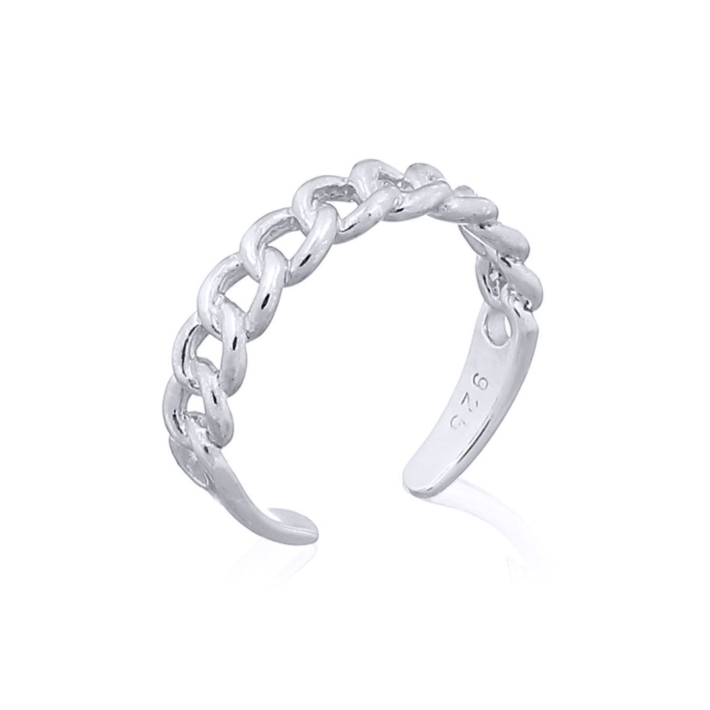Silver  Albert Curb Chain Link Toe Ring - ATR005