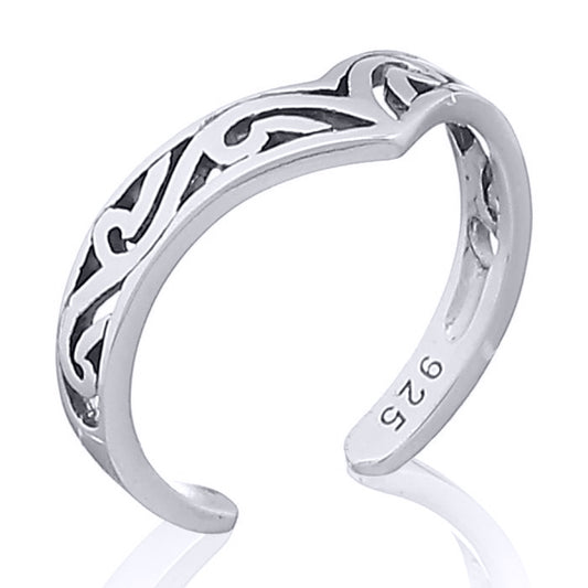 Silver  Horus Filigree Scroll Toe Ring - ATR006