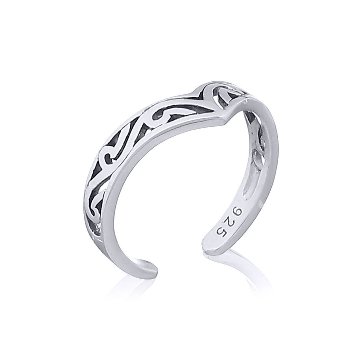 Silver  Horus Filigree Scroll Toe Ring - ATR006