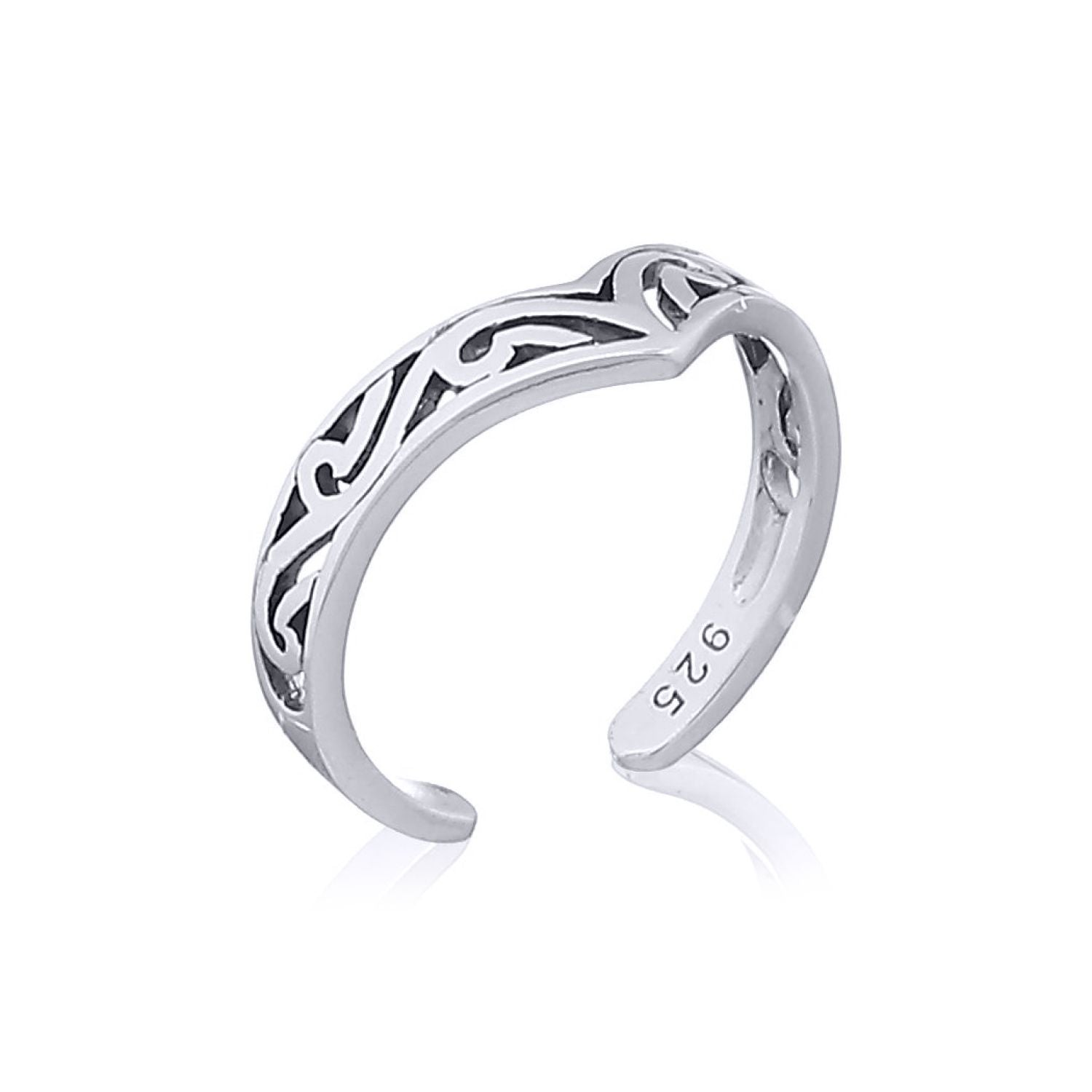 Silver  Horus Filigree Scroll Toe Ring - ATR006