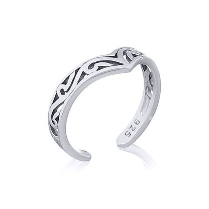 Silver  Horus Filigree Scroll Toe Ring - ATR006