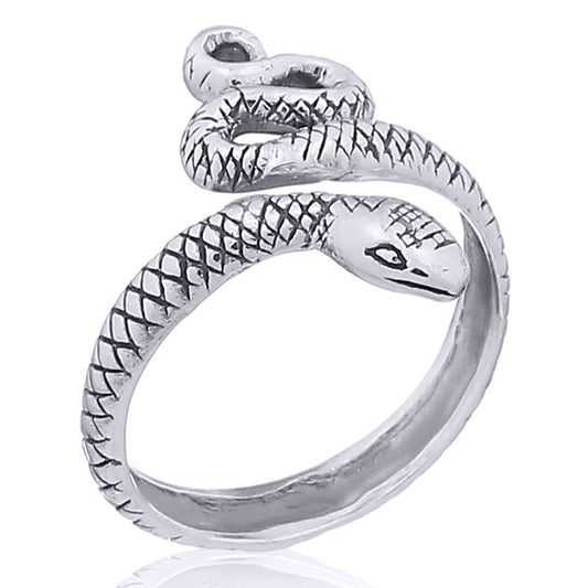 Silver  Textured Coiled Snake Toe Ring - ATR007