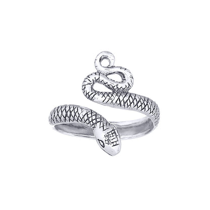 Silver  Textured Coiled Snake Toe Ring - ATR007