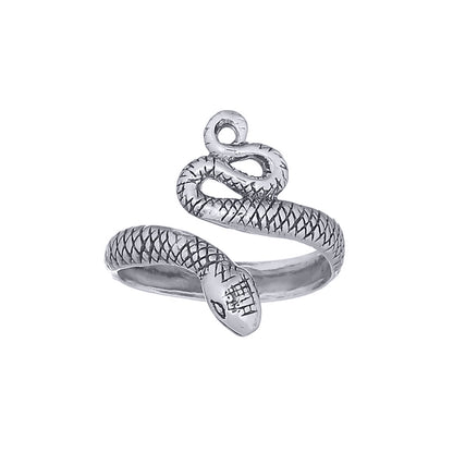 Silver  Textured Coiled Snake Toe Ring - ATR007