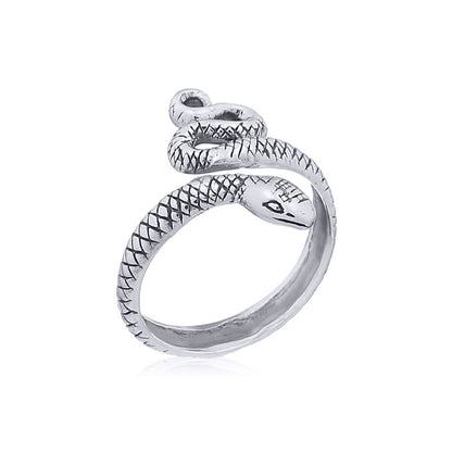 Silver  Textured Coiled Snake Toe Ring - ATR007