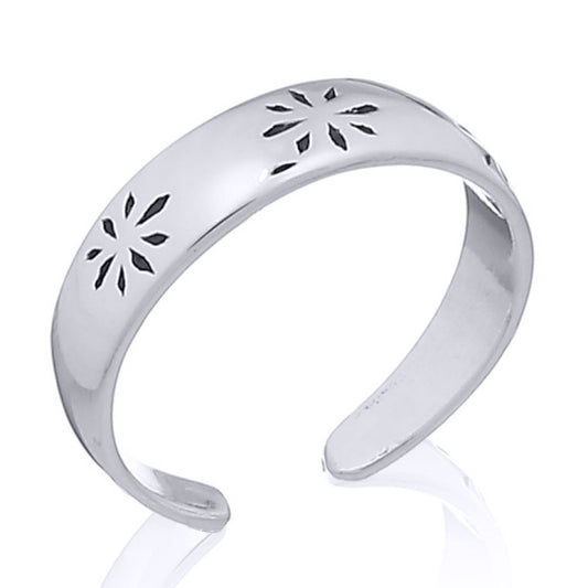 Silver  Flower Petals Toe Ring - ATR008