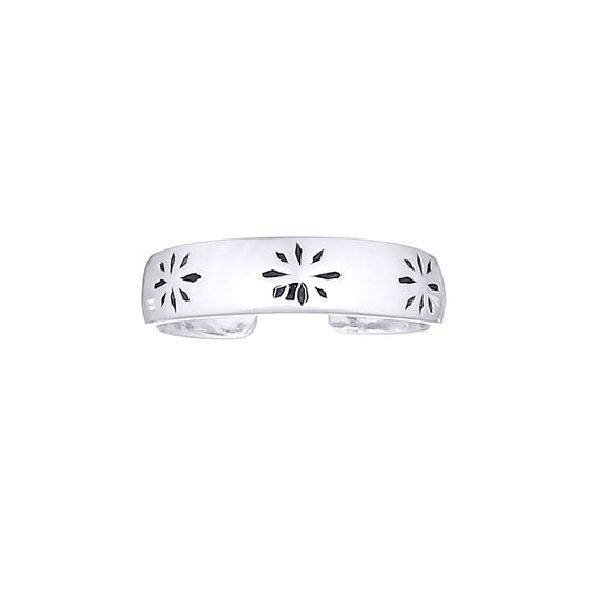 Silver  Flower Petals Toe Ring - ATR008