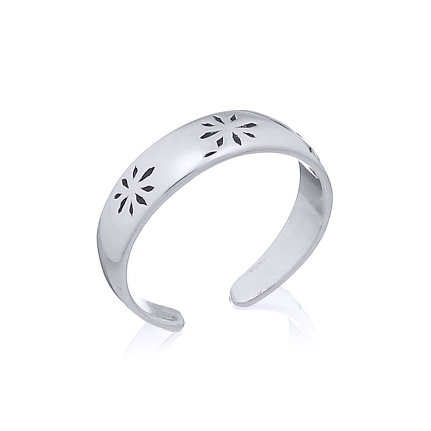 Silver  Flower Petals Toe Ring - ATR008