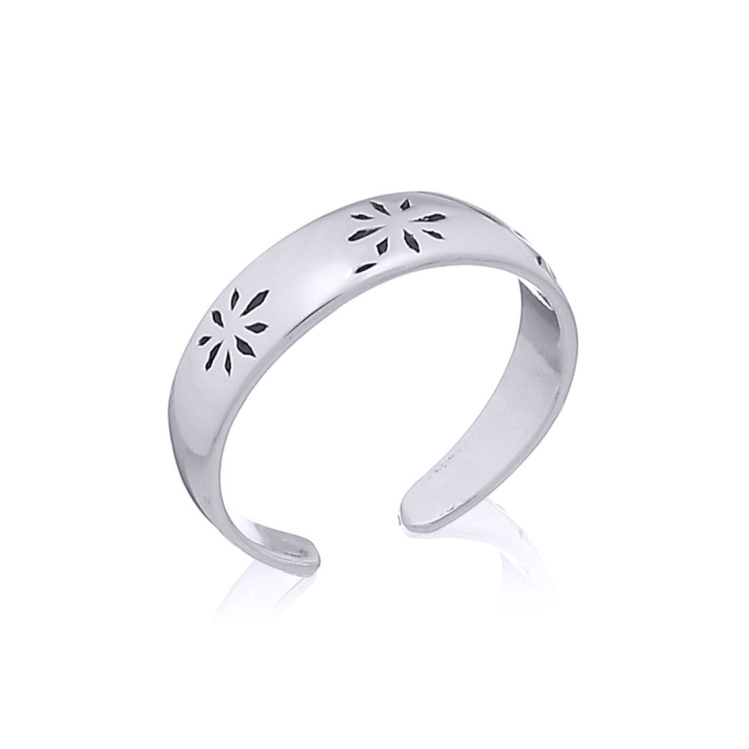 Silver  Flower Petals Toe Ring - ATR008