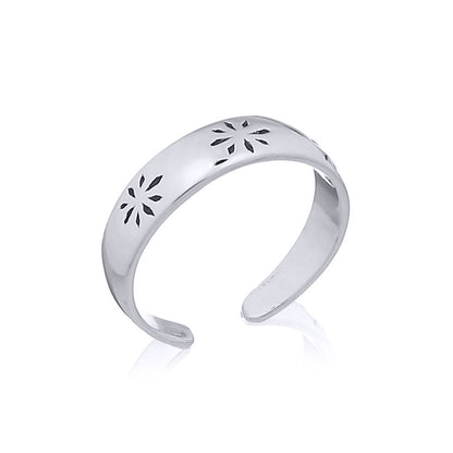 Silver  Flower Petals Toe Ring - ATR008