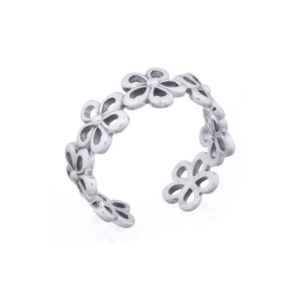 Silver  7 Daisy Flowers Toe Ring - ATR011