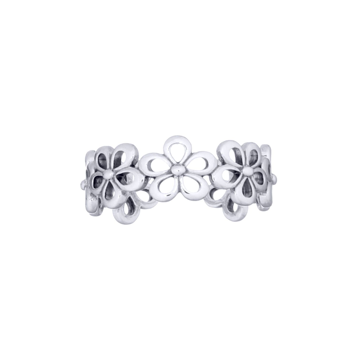 Silver  7 Daisy Flowers Toe Ring - ATR011