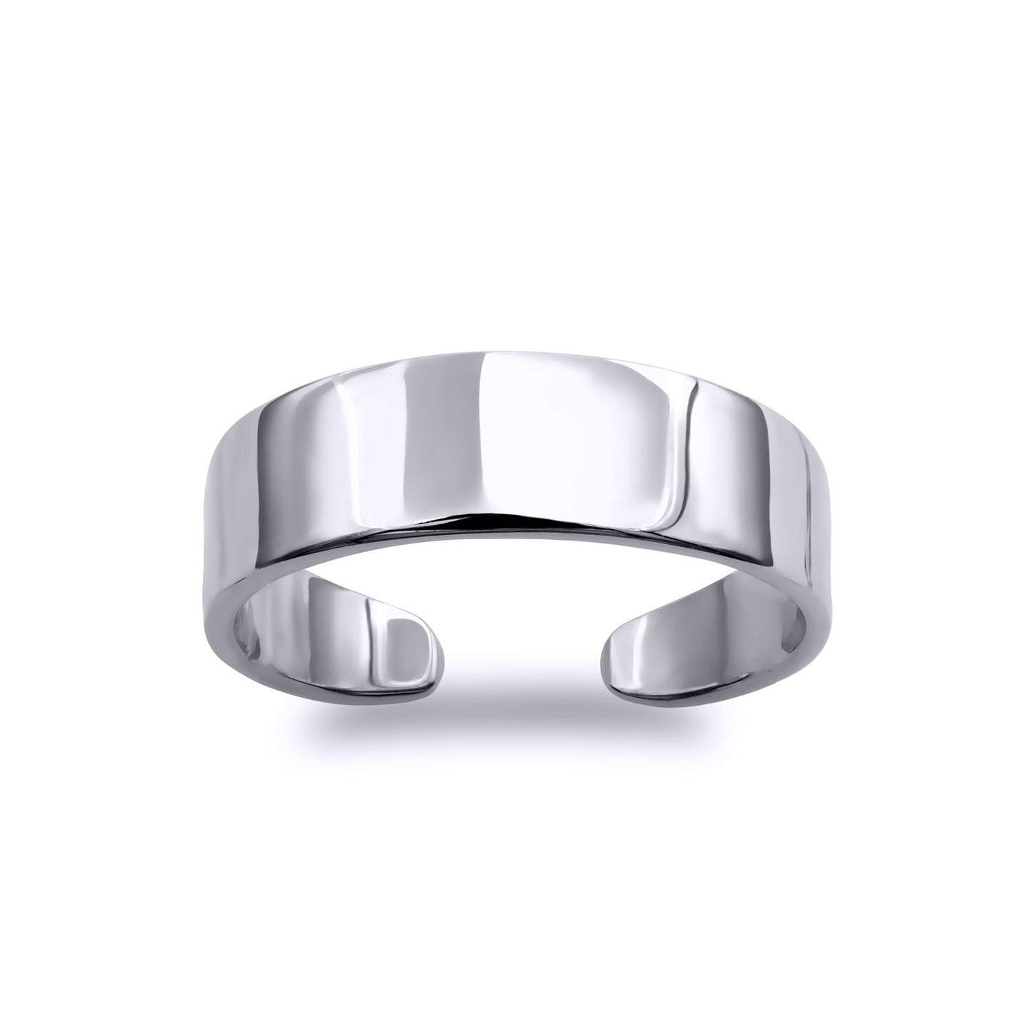 Ladies Rhodium Plated Sterling Silver Flat Band 4mm Toe Ring - ATR018
