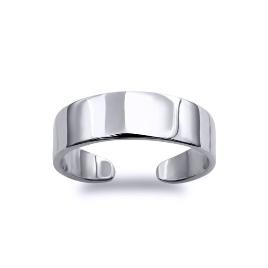 Ladies Rhodium Plated Sterling Silver Flat Band 4mm Toe Ring - ATR018