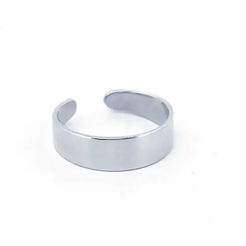 Ladies Rhodium Plated Sterling Silver Flat Band 4mm Toe Ring - ATR018