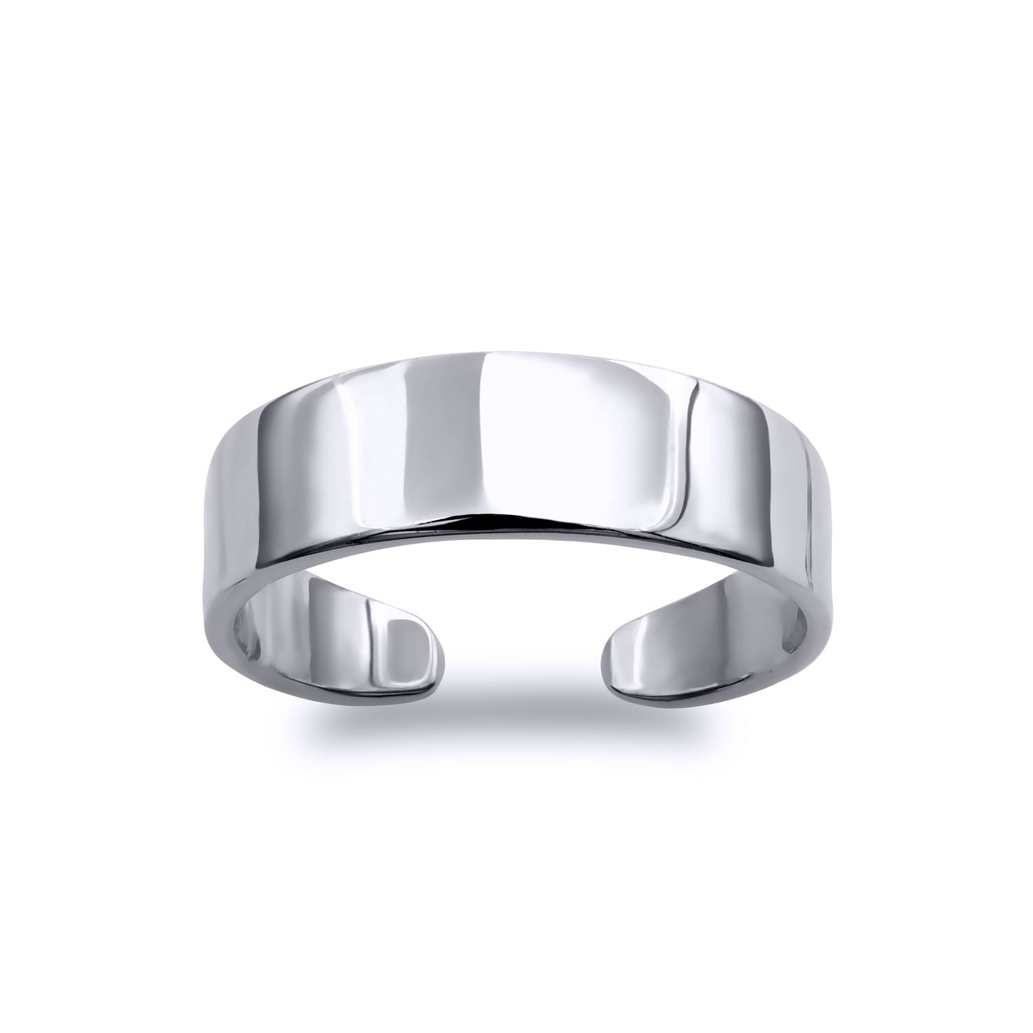 Ladies Rhodium Plated Sterling Silver Flat Band 4mm Toe Ring - ATR018