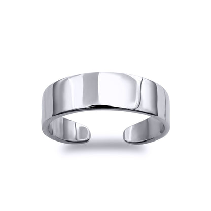 Ladies Rhodium Plated Sterling Silver Flat Band 4mm Toe Ring - ATR018