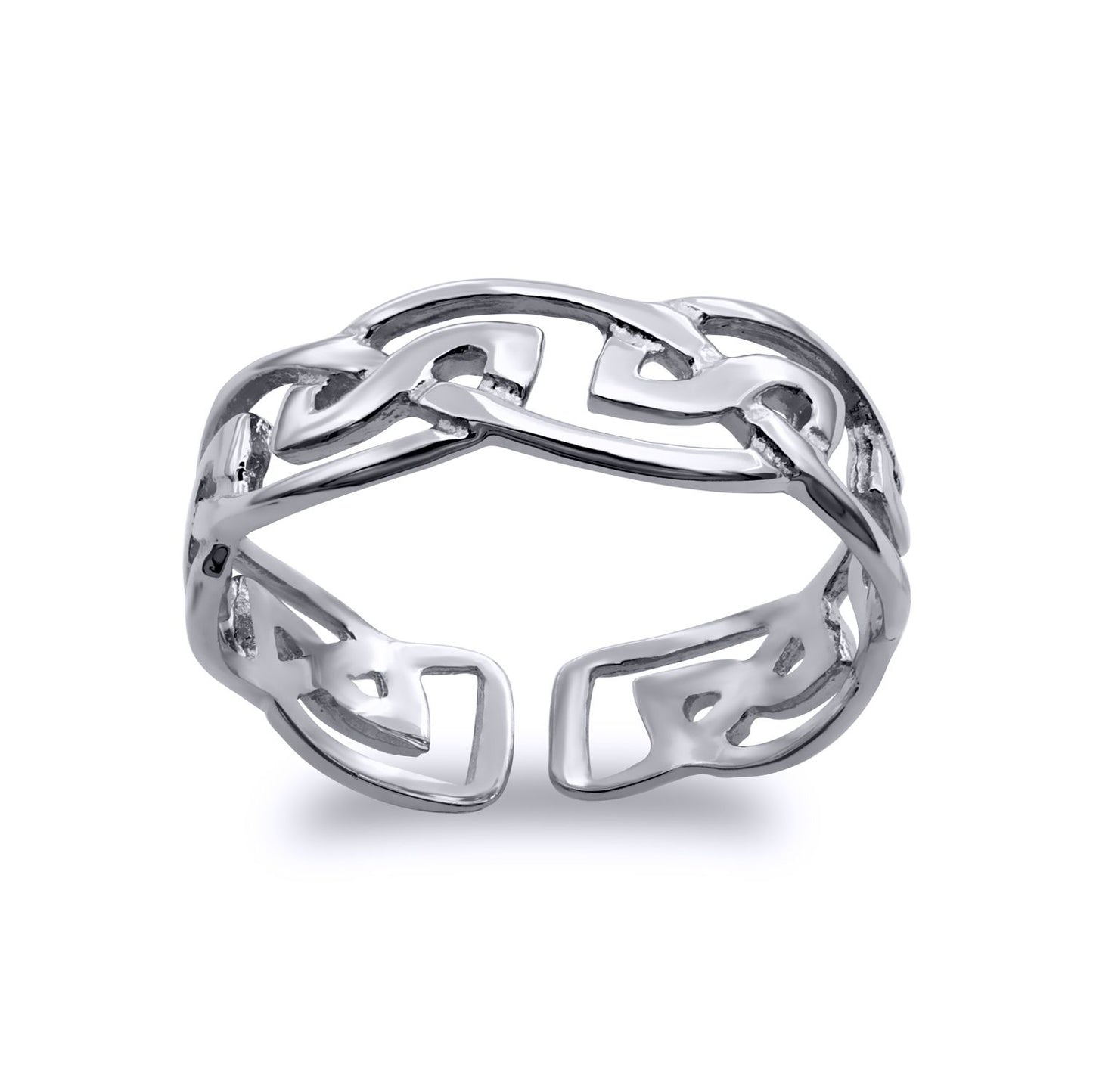 Rhodium Plated Silver Baroque Scroll Celtic Filigree 4mm Toe Ring - ATR019