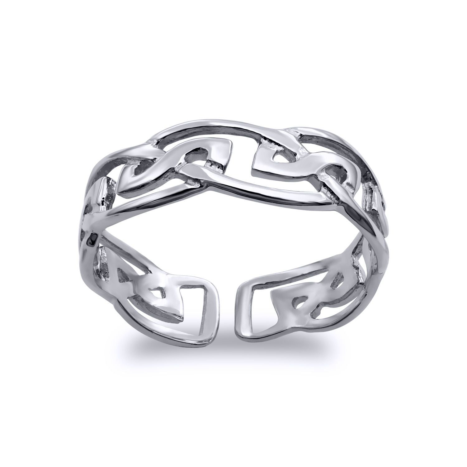 Rhodium Plated Silver Baroque Scroll Celtic Filigree 4mm Toe Ring - ATR019