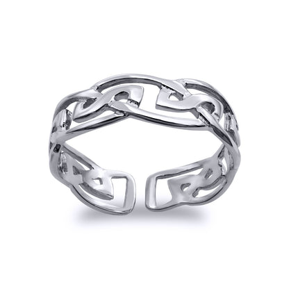 Rhodium Plated Silver Baroque Scroll Celtic Filigree 4mm Toe Ring - ATR019