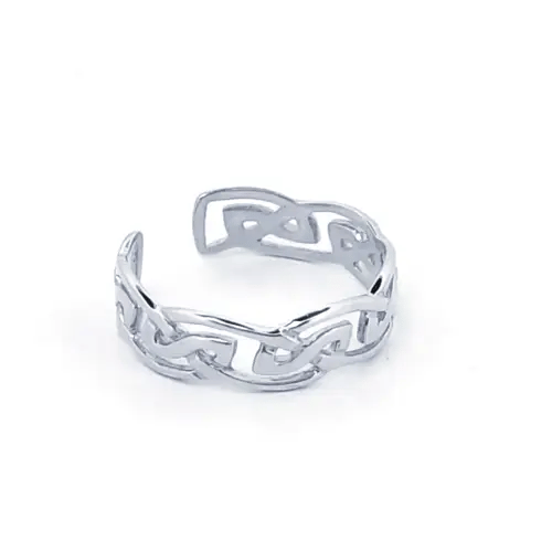 Rhodium Plated Silver Baroque Scroll Celtic Filigree 4mm Toe Ring - ATR019