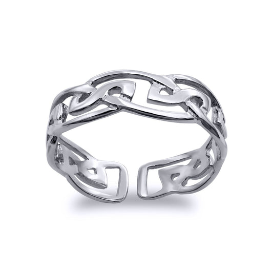 Rhodium Plated Silver Baroque Scroll Celtic Filigree 4mm Toe Ring - ATR019