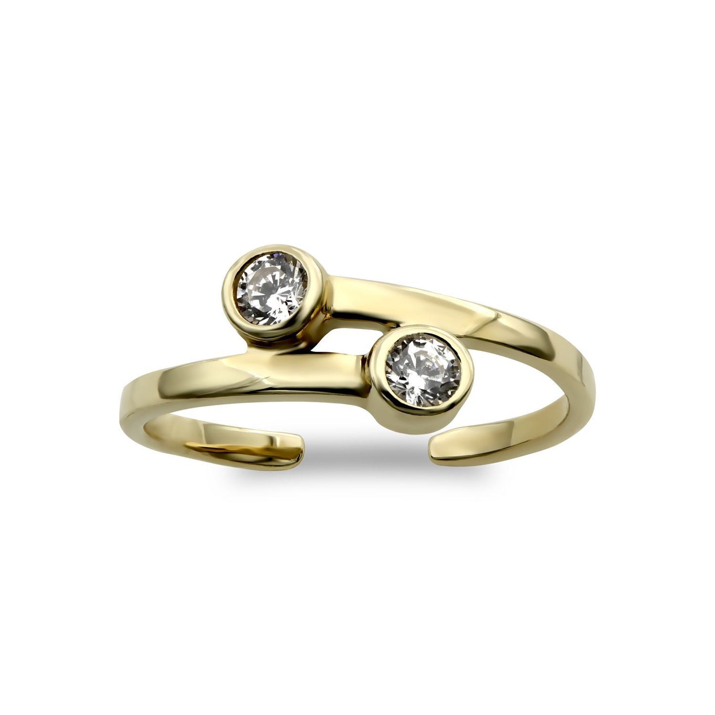 Gold-Plated Silver CZ Cross over Torque Bypass Toe Ring - ATR020-GP