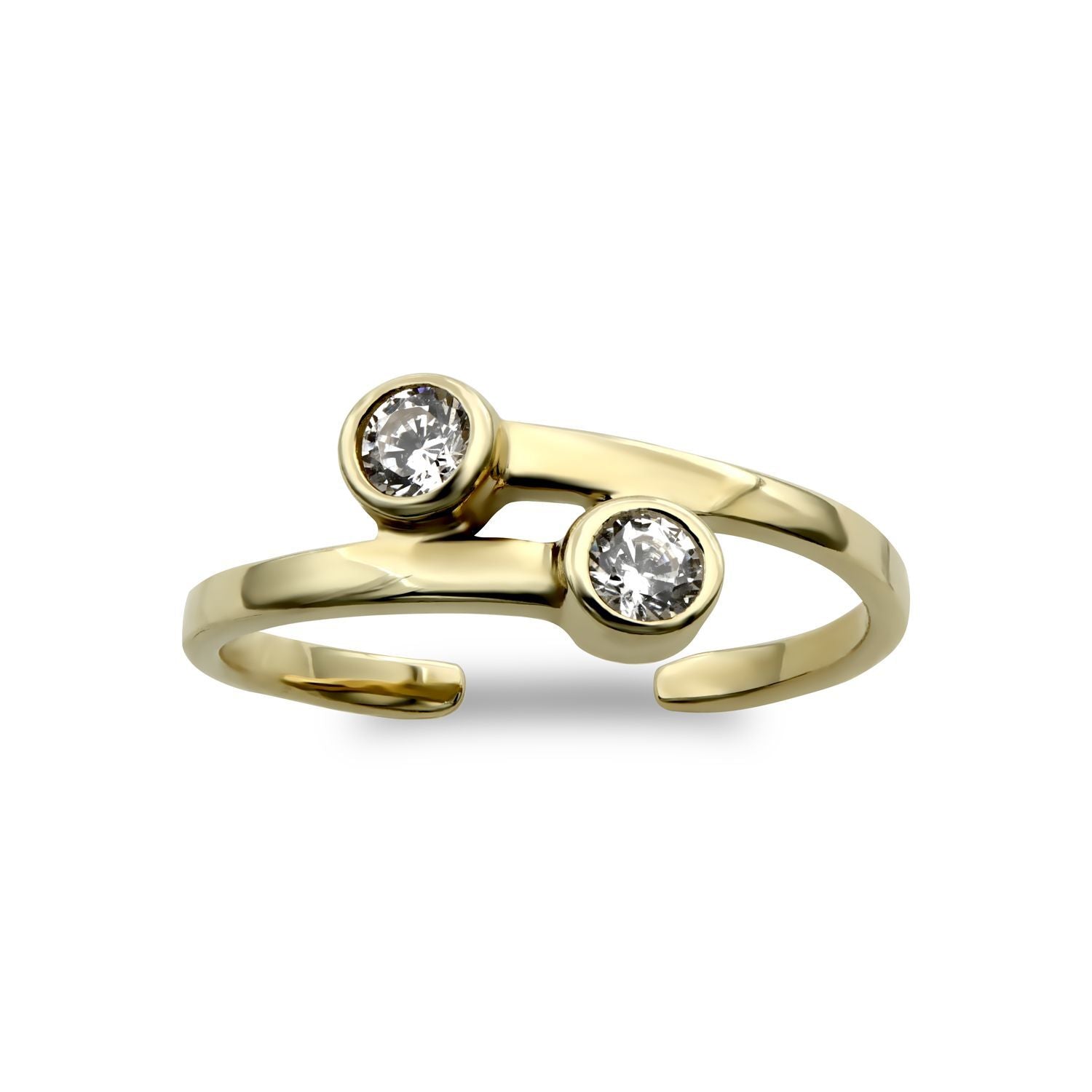 Gold-Plated Silver CZ Cross over Torque Bypass Toe Ring - ATR020-GP