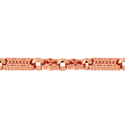 Rose Flash-plated Solid Brass  Stars & Bars 10mm Bracelet 8 inch - BBB361