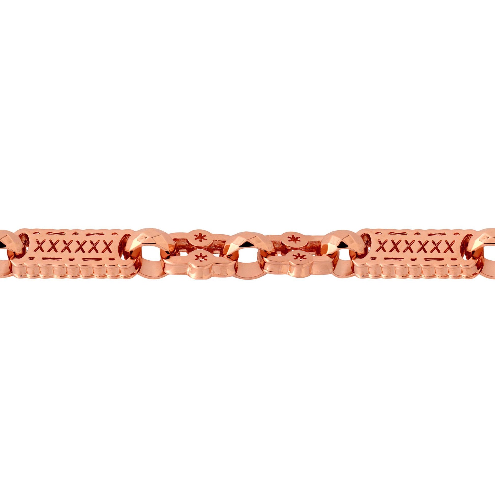 Rose Flash-plated Solid Brass  Stars & Bars 10mm Bracelet 8 inch - BBB361