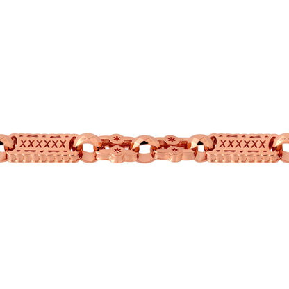 Rose Flash-plated Solid Brass  Stars & Bars 10mm Bracelet 8 inch - BBB361