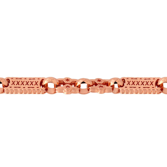 Rose Flash-plated Solid Brass  Stars & Bars 10mm Bracelet 8 inch - BBB361