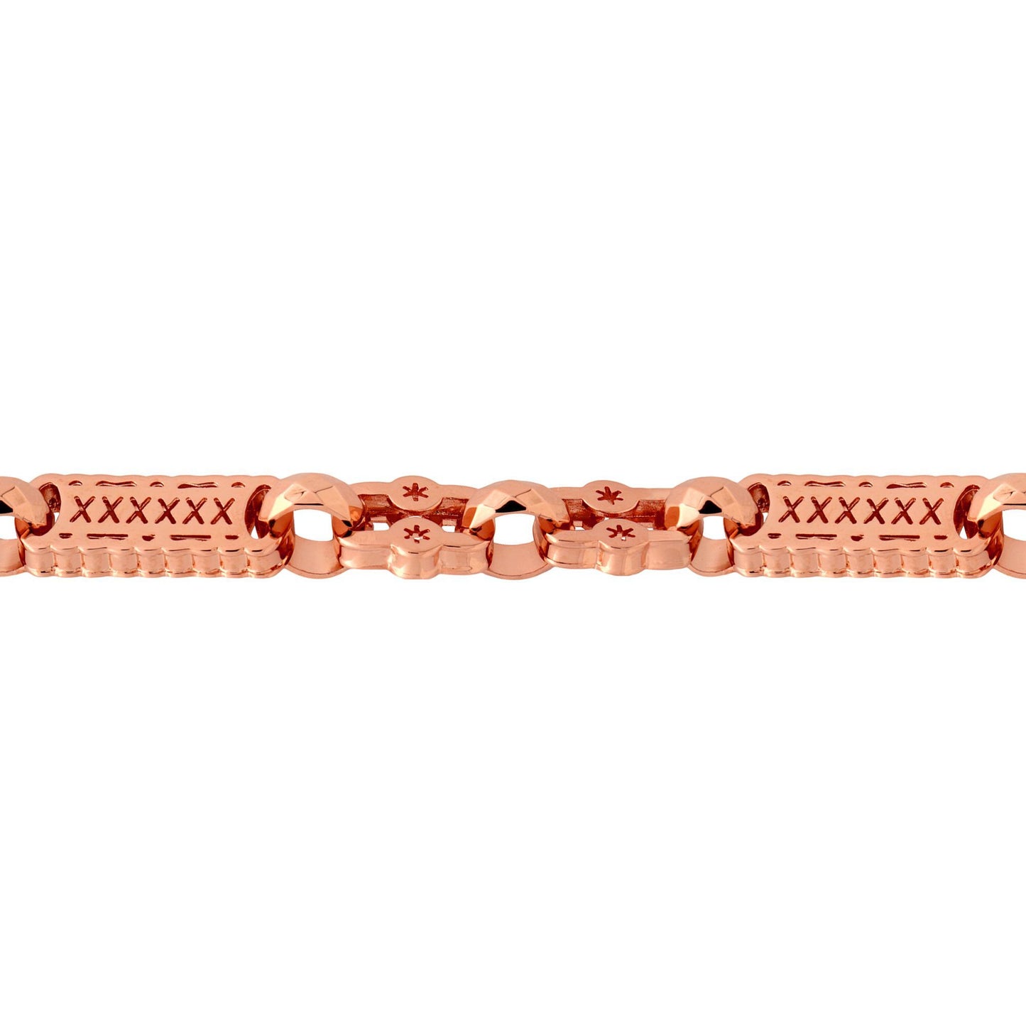 Rose Flash-plated Solid Brass  Stars & Bars 10mm Chain - BBB361