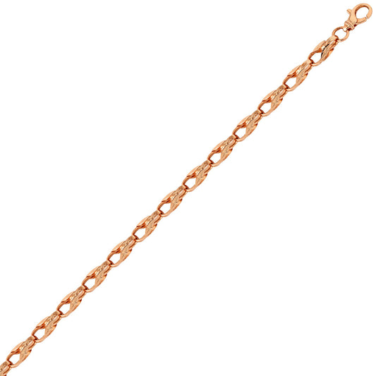 Rose Coloured Flash-plated Solid Brass  Tulip 10mm Bracelet 8 inch - BBB362