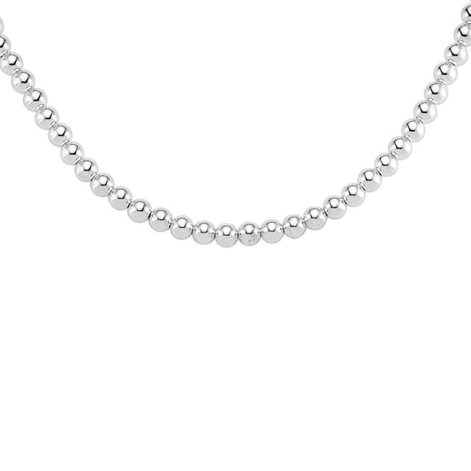 Silver  Polished Ball Bead Bracelet 8mm 18 inch - BC1