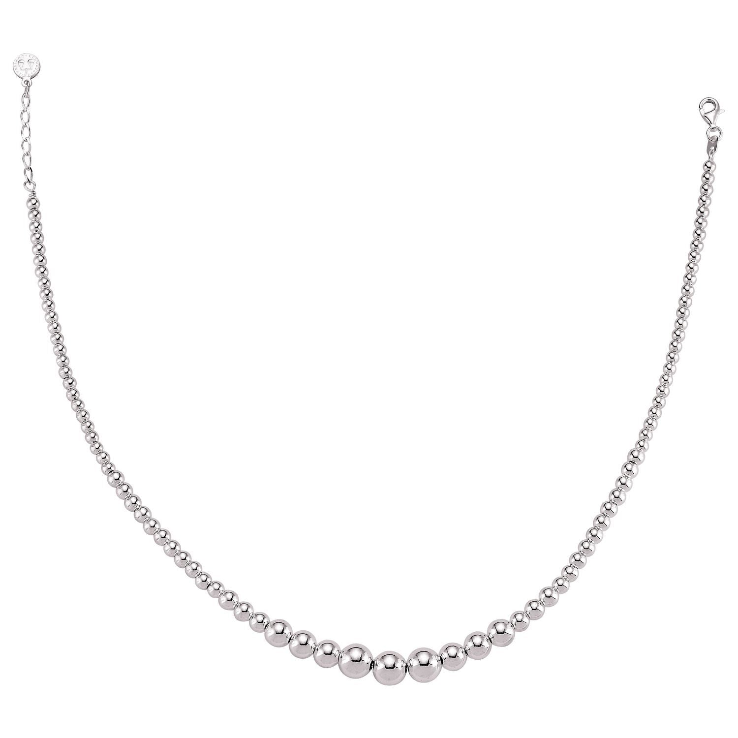 Silver  Graduated Ball Bead Bracelet 10mm 18 inch - BC2