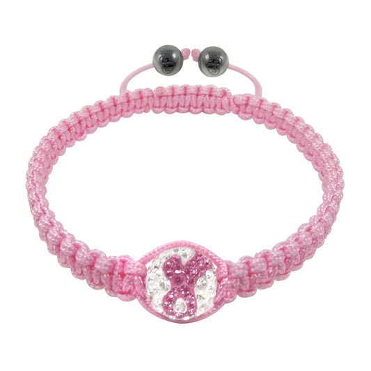 Breast Cancer Care - Tresor Paris Bracelet - White Pink Crystal - Pink Cord - 017111