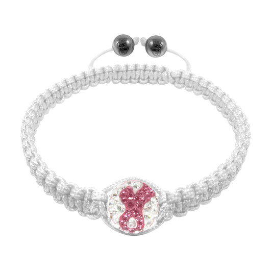 Breast Cancer Care - Tresor Paris Bracelet - White-Pink Crystal - White Cord - 017271