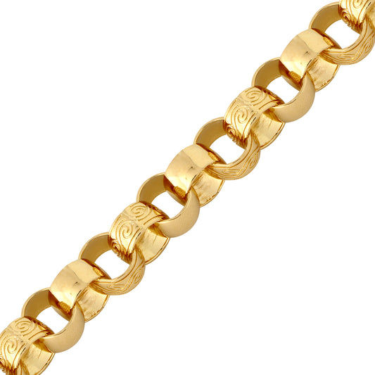 Mens Flash-plated Solid Brass  Belcher 11mm Chain Bracelet 9 inch - BCN001N
