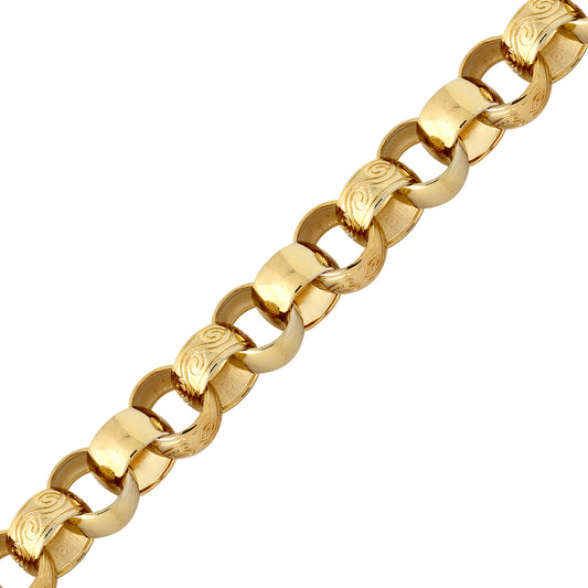 Flash-plated Brass  Patterned & Plain Belcher 15mm Bracelet 9 inch - BCN001Q
